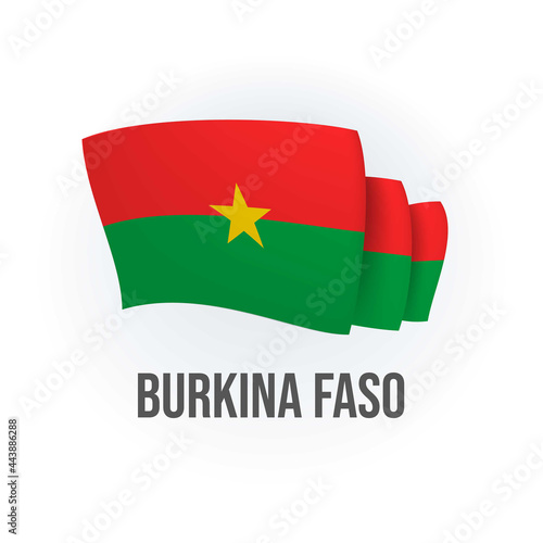 Burkina Faso vector flag. Bended flag of Burkina Faso, realistic vector illustration