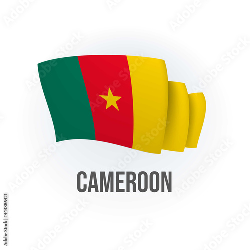 Cameroon vector flag. Bended flag of Cameroon, realistic vector illustration