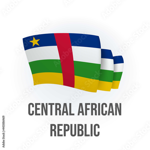 Central African Republic vector flag. Bended flag of Central African Republic, realistic vector illustration
