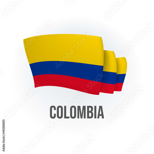 Colombia vector flag. Bended flag of Colombia, realistic vector illustration