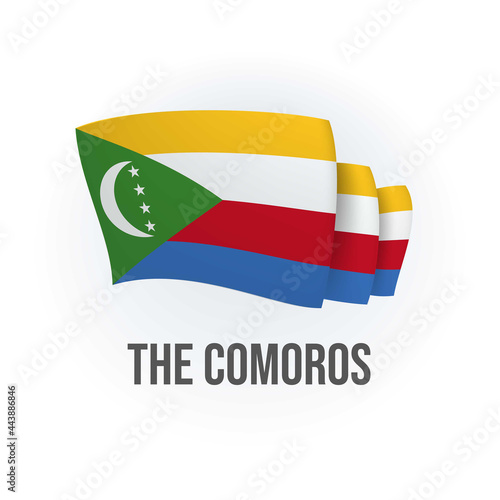 Comoros vector flag. Bended flag of Comoros, realistic vector illustration