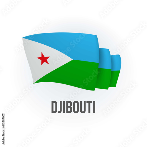 Djibouti vector flag. Bended flag of Djibouti, realistic vector illustration