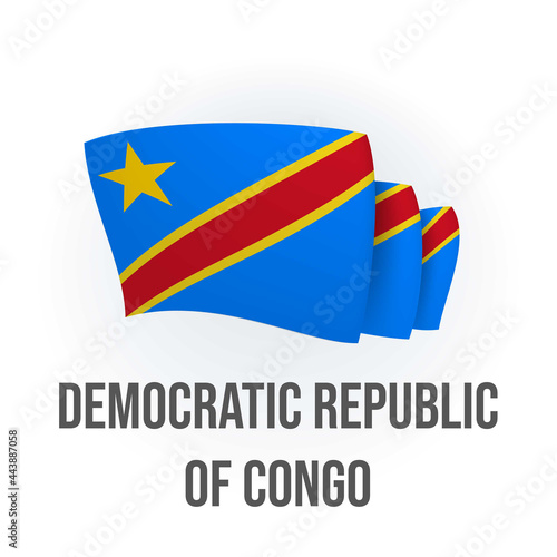 DR Congo vector flag. Bended flag of DR Congo, realistic vector illustration