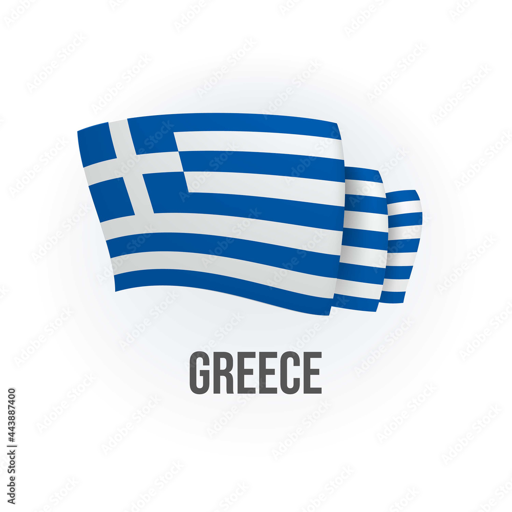 Greece vector flag. Bended flag of Greece, realistic vector illustration Greece vector flag. Bended flag of Greece, realistic vector illustration