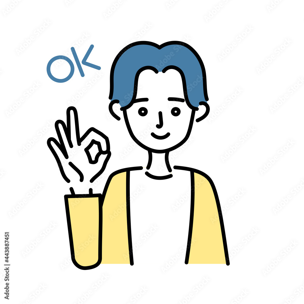 OKサインをする男性のイラスト