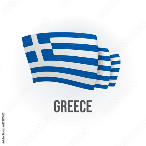 Greece vector flag. Bended flag of Greece, realistic vector illustration