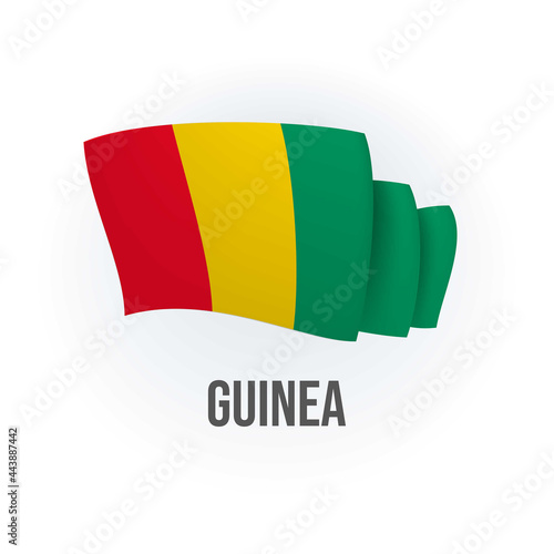 Guinea vector flag. Bended flag of Guinea, realistic vector illustration