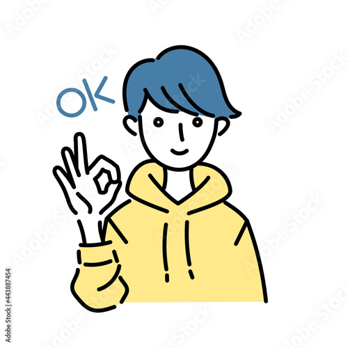OKサインをする男性のイラスト