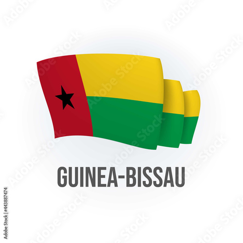 Guinea-Bissau vector flag. Bended flag of Guinea-Bissau, realistic vector illustration photo