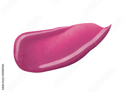 Smudged purple lip gloss sample isolated