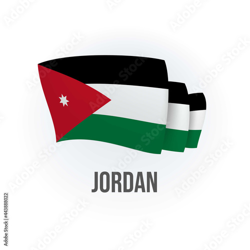 Jordan vector flag. Bended flag of Jordan, realistic vector illustration photo