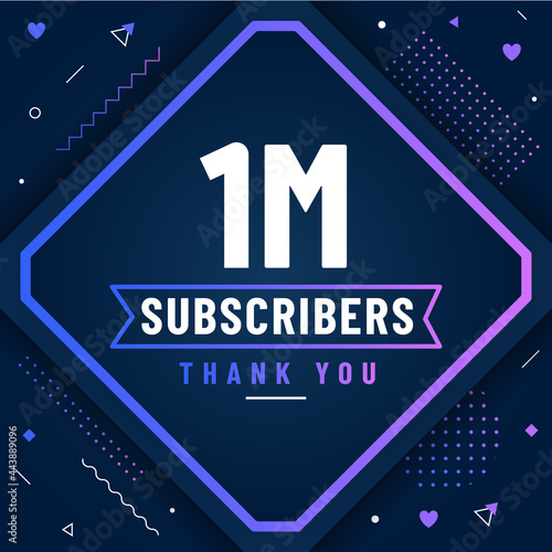Thank you 1M subscribers, 1000000 subscribers celebration modern colorful design.