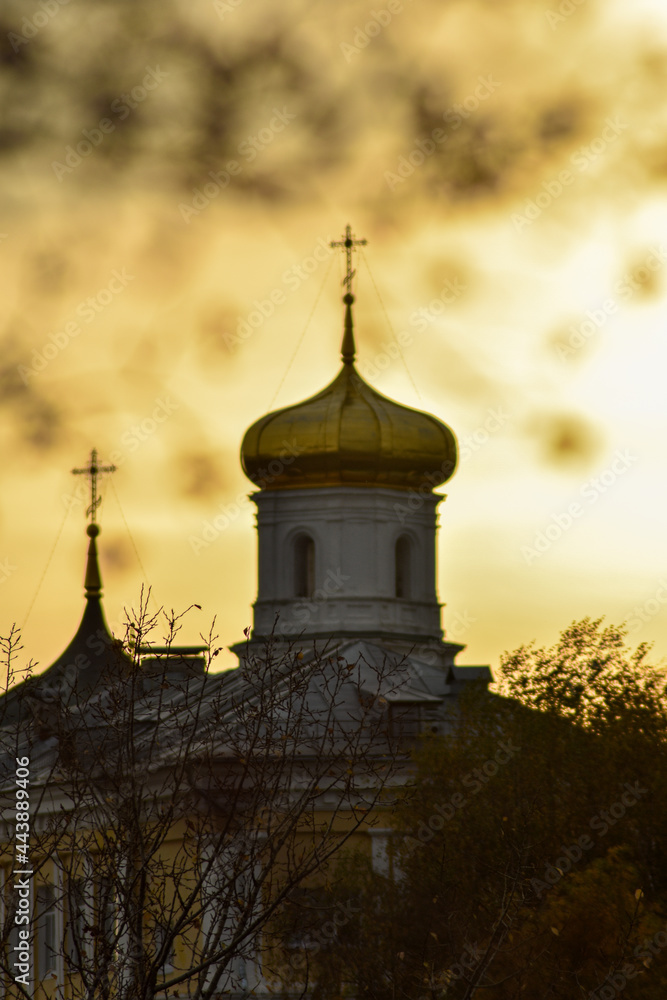 beautiful sunset over the Orthodox Church