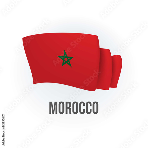Morocco vector flag. Bended flag of Morocco, realistic vector illustration