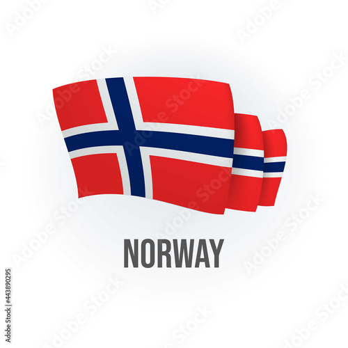 Norway vector flag. Bended flag of Norway, realistic vector illustration