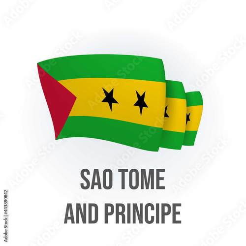 Sao Tome and Principe vector flag. Bended flag of Sao Tome and Principe, realistic vector illustration