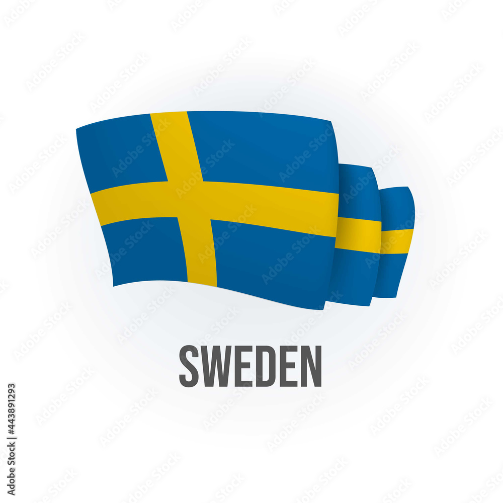 Sweden vector flag. Bended flag of Sweden, realistic vector illustration Sweden vector flag. Bended flag of Sweden, realistic vector illustration