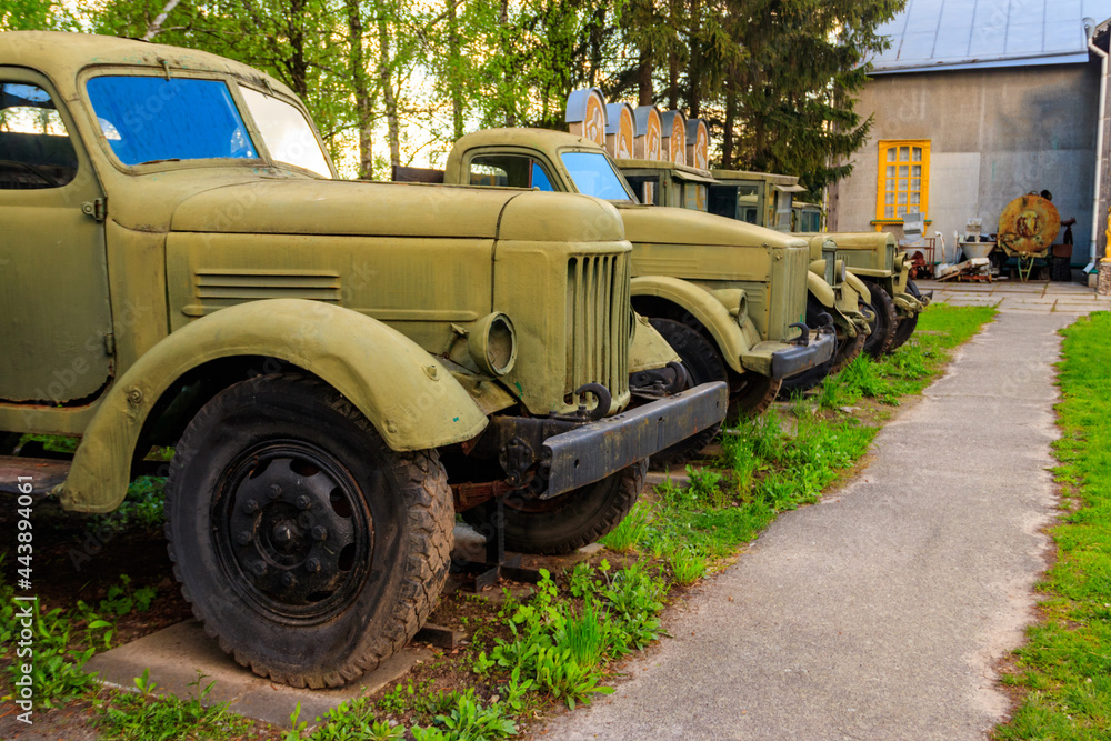 Rusty soviet retro trucks in Open air Museum of Folk Architecture and Folkways of Middle Naddnipryanschina in Pereyaslav, Ukraine Rusty soviet retro trucks in Open air Museum of Folk Architecture and Folkways of Middle Naddnipryanschina in Pereyaslav, Ukraine