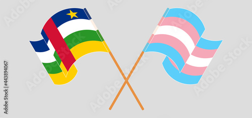 Crossed and waving flags of Central African Republic and Transgender Pride