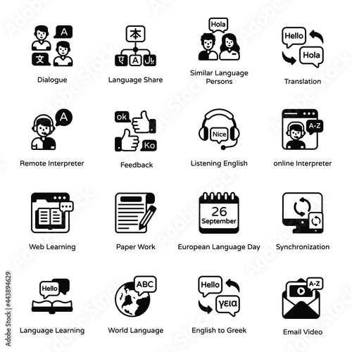 Set of Communication Glyph Icons 

