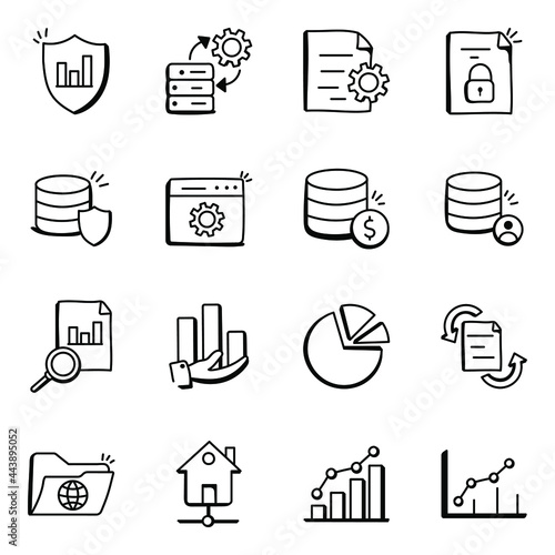 Set of Big Data Doodle Icons

