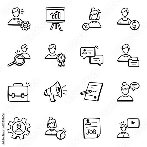 Human Resources Doodle Icons Pack
