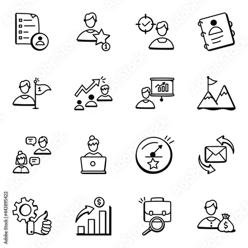 Human Resources Management Doodle Icons Pack

