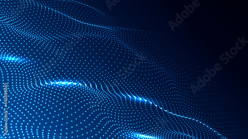 Abstract digital wave of particles. Futuristic point wave. Technology background vector. Vector illustration