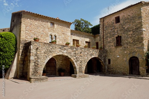 Monells' s Square, beautiful town in the Baix Empordà, Girona, Catalonia photo