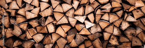 Panel kuchenny z motywem textured firewood background of chopped wood for kindling and heating the house. a woodpile with stacked firewood. the texture of the birch tree. banner