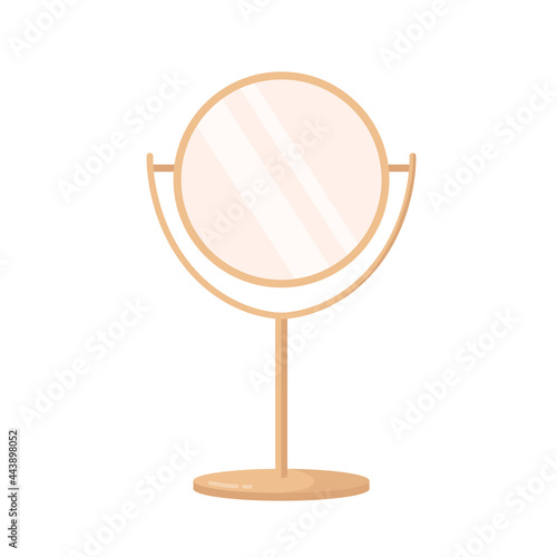 Mirror icon. Mirror for make-up and beauty treatments. Flat cartoon vector illustration. Isolated on white background. 