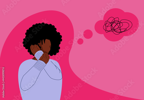 Beautiful black woman worried about the future concept vector illustration