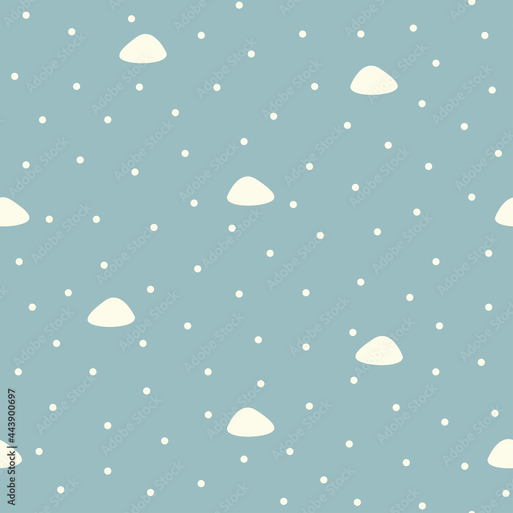 Minimalistic winter-themed pattern. Snow drifts and falling snow.