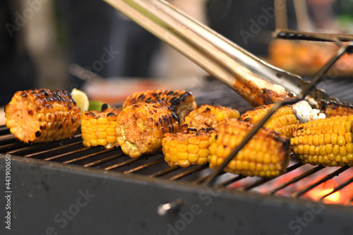 pieces of corn on the grill