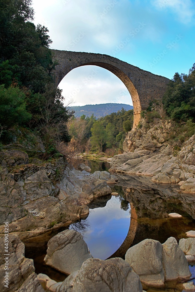 Roman style bridge in Catalonia, Spain