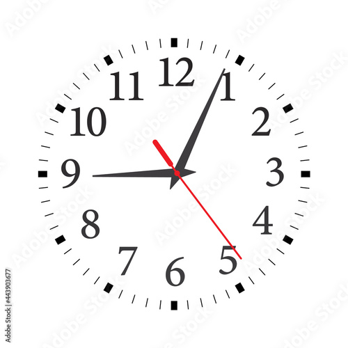 Modern wall clock with Arabic numerals minimalist style.