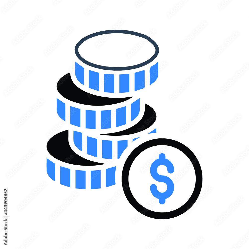 Finance cash coin icon (Black and blue Vector illustration) Finance cash coin icon (Black and blue Vector illustration)