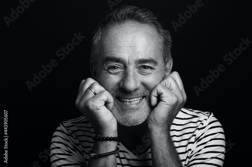 Beautiful mature man in black and white