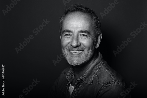 Beautiful mature man in black and white