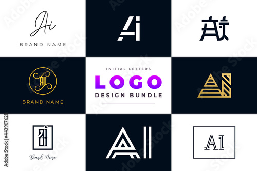 Set of collection Initial Letters AI Logo Design. © Gfxvect