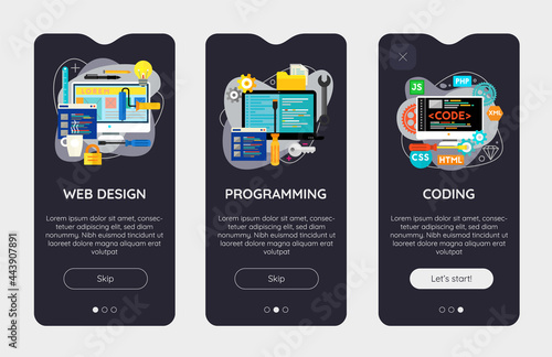 Trendy Design and Development Mobile App Splash Onbard Screens