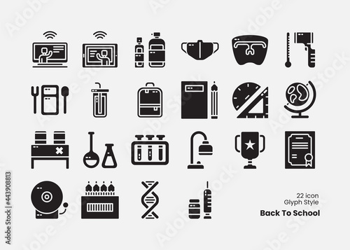 Back To School Glyph Style Icon Set