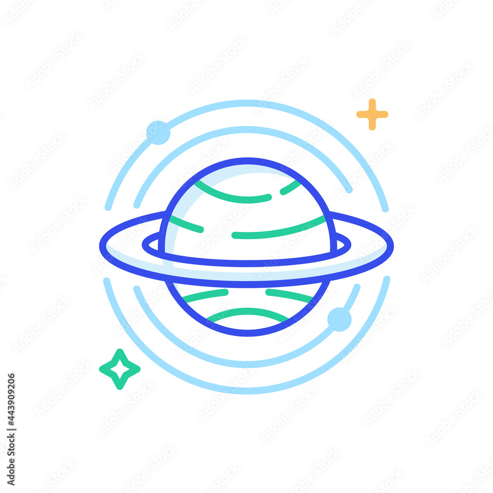 Fototapeta premium Saturn Ring Vector Outline Style Icon. EPS 10 FIle