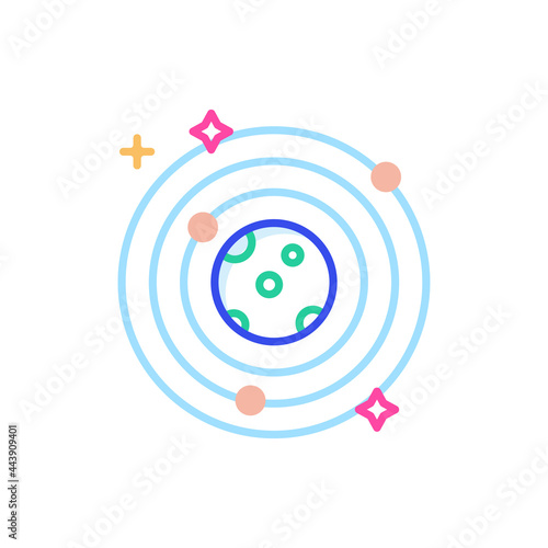 Planet Revolution Vector Outline Style Icon. EPS 10 FIle