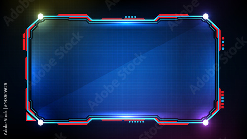 abstract futuristic background of blue glowing technology sci fi frame hud ui