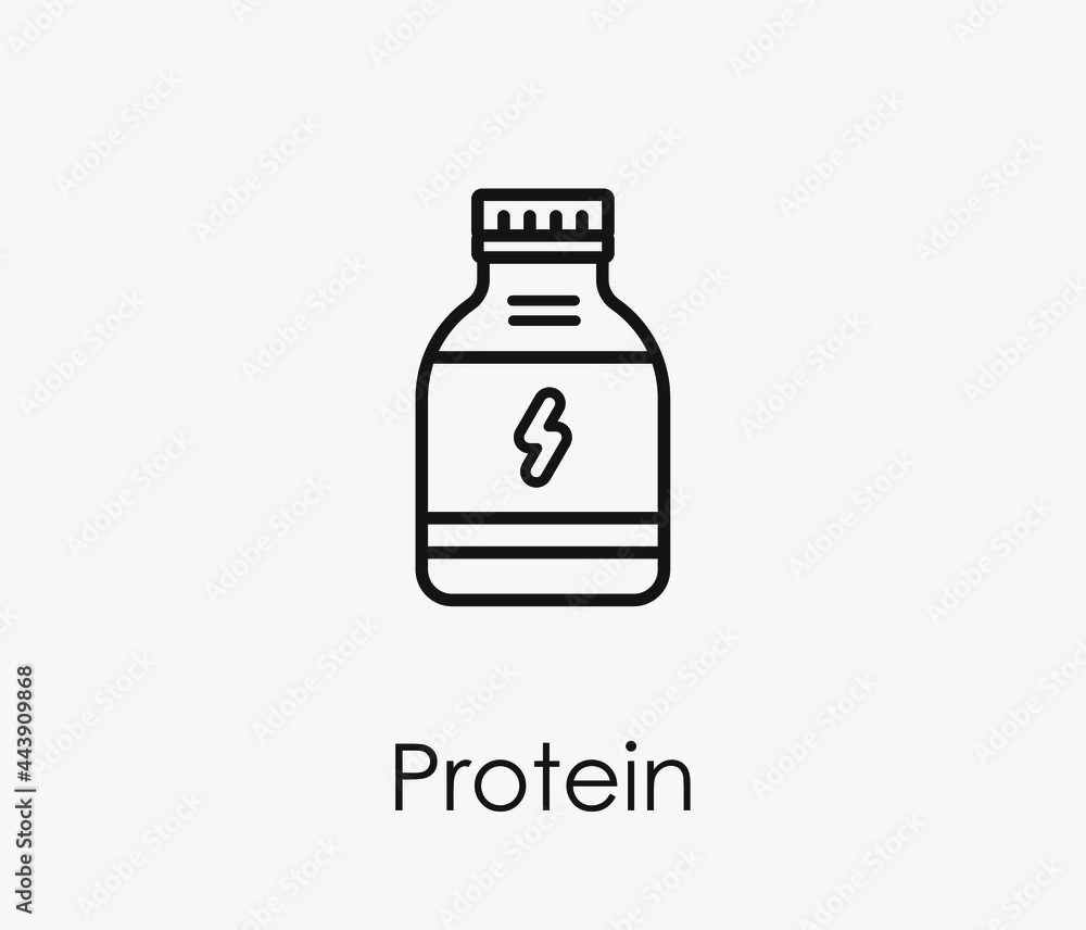 Protein vector icon. Editable stroke. Symbol in Line Art Style for Design, Presentation, Website or Apps Elements, Logo. Pixel vector graphics - Vector Protein vector icon. Editable stroke. Symbol in Line Art Style for Design, Presentation, Website or Apps Elements, Logo. Pixel vector graphics - Vector