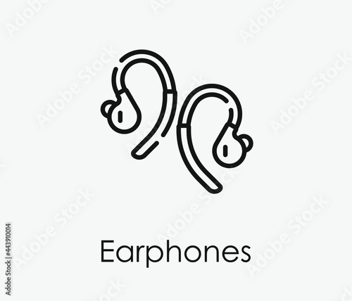 Earphones vector icon. Editable stroke. Symbol in Line Art Style for Design, Presentation, Website or Apps Elements, Logo. Pixel vector graphics - Vector