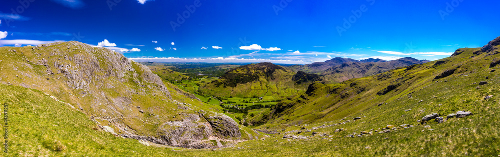 Aerial view of Stickle Tarn lake, the Lake District, Great Langdale valley