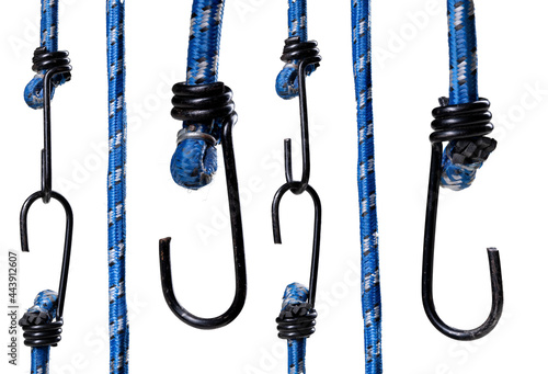 Foto Rubber cable with a hook for mounting luggage