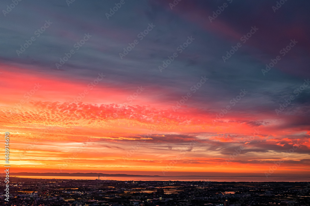 Fototapeta premium 真っ赤な夕焼け